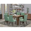 HomeStock 7-Piece Rectangle Distressed Jacobean Finish Solid Wood Top Dining Table with 6 Chairs - 2 of 4