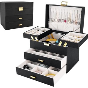 PU Leather Jewelry Organizer Box in Champagne, Gift for Valentine's Day, Birthday, Mother's Day, Christmas - 1 of 4