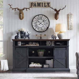 SinCiDo Farmhouse TV Stand for 80" TVs, 37" Tall Media Console with Sliding Barn Door, Storage Cabinets & Adjustable Shelves - 1 of 4