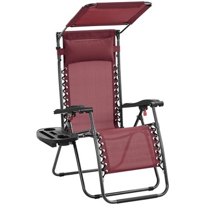 Yaheetech 26in Outdoor Patio Zero Gravity Chair with Cupholder/Pillow