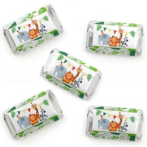 Big Dot of Happiness Jungle Party Animals - Mini Candy Bar Wrapper Stickers - Safari Zoo Animal Birthday Party or Baby Shower Small Favors - 40 Count - 1 of 4