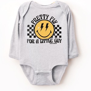 The Juniper Shop SmileyWorld Pretty Fly For A Little Guy Long Sleeve Bodysuit - NB - Heather Grey - 1 of 4