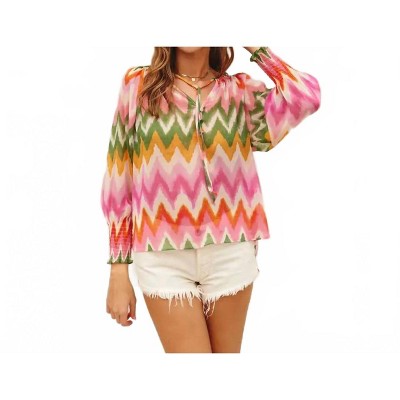 Women's Watermelon Sugar Smocked Neckline Flowy Blouse - DRESS FORUM