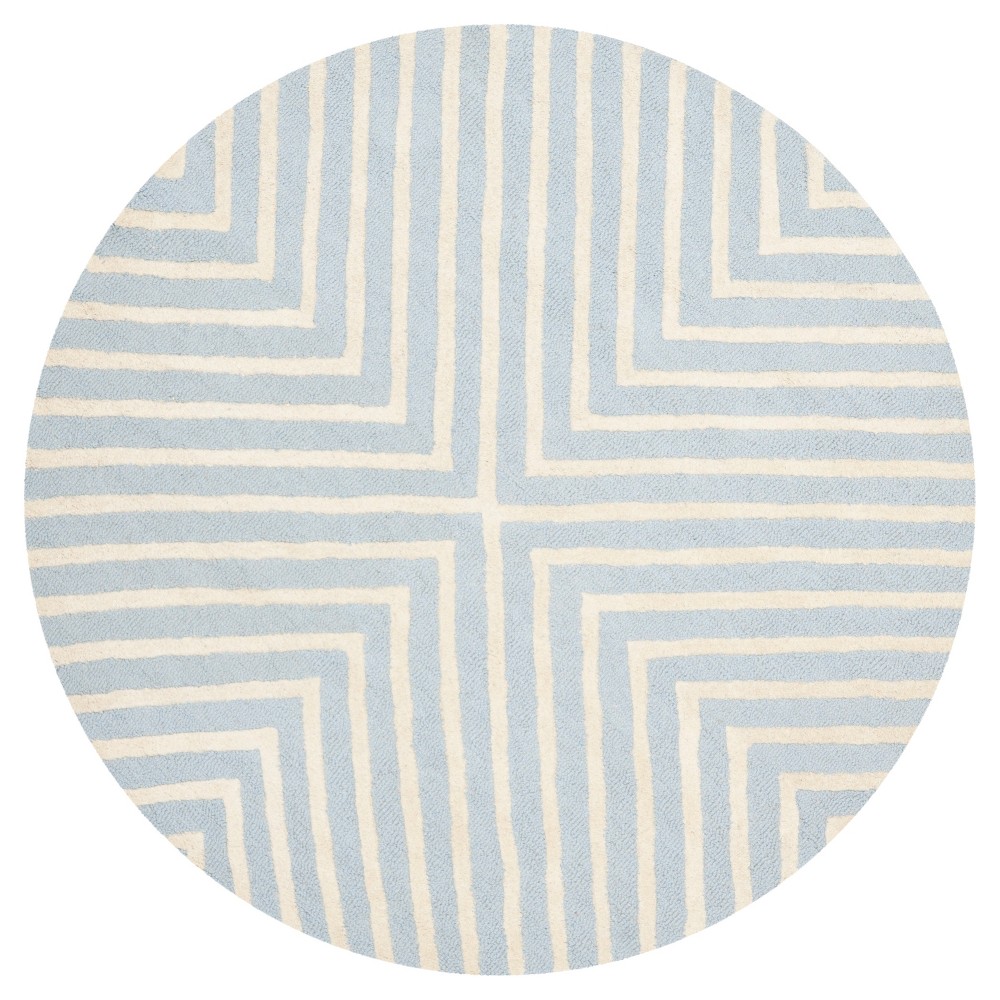 4'x4' Round Harper Chevron Accent Rug Light Blue/Ivory Round - Safavieh