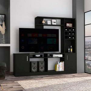 71.1" Manufactured Wood 7-Shelf Entertainment Center with 2 Doors and 6-Bottle Wine Storage for Living Room - 1 of 4