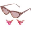 Willow & Ruby Kid's Fun Sunglasses with Hair Clip Set for Girls - Sunnies & Claws in Pink Cat-Eye & Butterfly Hair Clips - 3 of 4