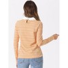 INSPIRE CHIC Women's Long Sleeves Contrast Peter Pan Collar Striped Blouse Top - 4 of 4