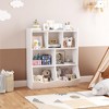 Kids Bookshelf, Toy Storage Rack - 3-Tier Retro Multifunctional Bookcase with 2 Bins for Children's Room/Playroom/Kindergarten - 2 of 4