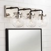 Possini Euro Design Fairling Modern Wall Light Polished Nickel Hardwire 24" 3-Light Fixture Clear Glass Globe for Bedroom Bathroom Vanity Reading Home - 2 of 4