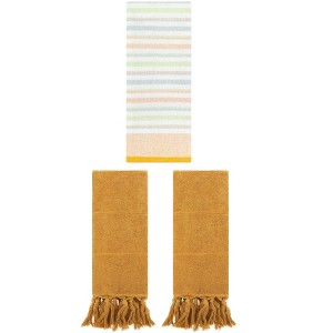 REGALWOVEN 3 Packs Cotton Absorbent Soft Hand Towels for Bathroom - 1 of 4