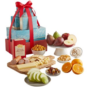 GreatFoods Succulent Fruit & Snacks Deluxe Tower, Premium Gift Tower, Fruit Gift Basket, Snack Gift Basket, Gourmet Food Gifts, Corporate Gifts - 1 of 4