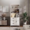 Coucheta 71" Tall Bookcase with 3 Drawers, 6-Tier Bookshelf with Door & Open Shelves, Storage Cabinet for Home Office, Living Room & Bedroom - 4 of 4