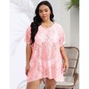 Coolmee Women Summer Plus Size Sexy Crochet Sheer Floral Beach Dress Bathing Suit Swim Coverup Mini Dress - 3 of 4