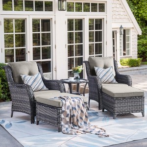 Gymojoy Outdoor Patio Chair Table with Ottoman High Back Club Chair - 1 of 4