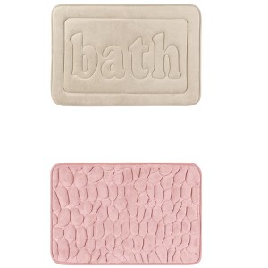 Unique Bargains 2Pcs Memory Foam Water Absorbent Quick Dry Non-Skid Bottom Soft Bathroom Rugs - 1 of 4