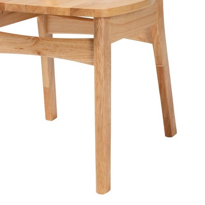 Mid-Century Modern Oak Brown Wood and Rattan 5-Piece Dining Set