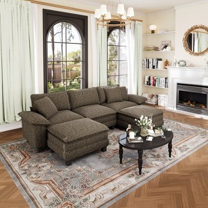 Captiva Designs Modular Sectional Sofa, 123.6" U-Shaped 5-Seater with 2 Ottomans, - 1 of 4
