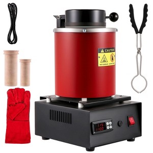 VEVOR Gold Melting Furnace, 1350W, 2102 ℉ Max Temperature, 3 kg Digital Electric Melting Furnace,with 1 kg and 3 kg Ceramic Crucible and Ingot Die,Red - 1 of 4