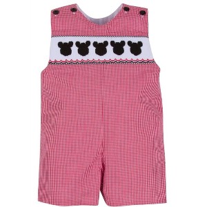 Gender Neutral MICKEY MOUSE SHORTALL ROMPER - Lulu Bebe - 1 of 1