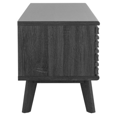 Aurelio Distressed Black Two-Level Retro TV Stand