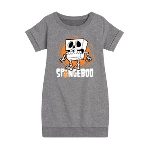Girls' - SpongeBob SquarePants - Spongeboo Graphic Short Sleeve Fleece Dress - 1 of 4
