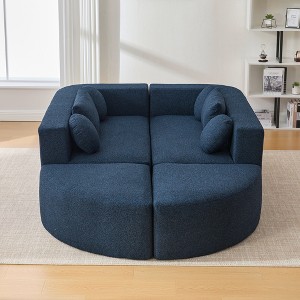 114.9" Boneless Modular Sectional Sofa, Curved Compression Couch with Deep Seats, Boucle Upholstery, Free Combination Sofa Bed for Living Room - 1 of 4