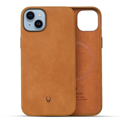 donbolso iphone 14 pro leather case genuine leather cover with anti-scratch microfiber lining, brown (2 packs)