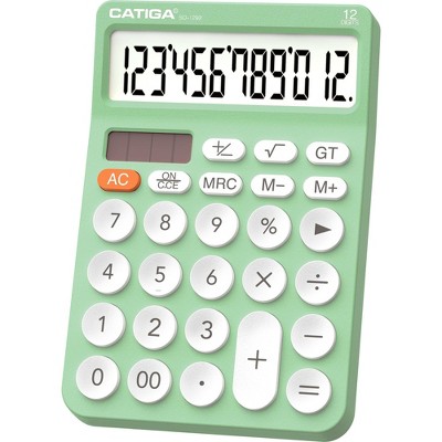 CATIGA 12 Digit Desktop Calculator with Large LCD Display, Dual Power, 4 Functions for Office, Home, School, SD-1292