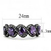 Slickblue Women's Ring, Stainless Steel, Black Ion Plating, AAA CZ Stones, Trendy Oval Style, Purple, Size 5-10 - 2 of 4
