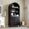 63'' Arched Pantry Storage Cabinet, Farmhouse 5 Tier Bookcase with Adjustable Shelf and 2 Cross Doors, for Kitchen, Living Room, Bedroom - 4 of 4