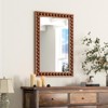 Costway 24" x 36" Rustic Decorative Wall Mirror with Solid Wood Frame Beads for Living Room Brown/White - 4 of 4