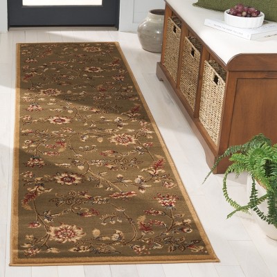 Elegant Blue Floral 27" Synthetic Easy-Care Area Rug