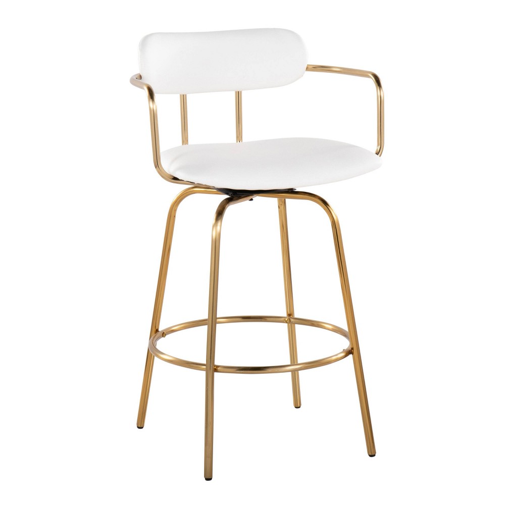 Photos - Storage Combination Set of 2 Demi Counter Height Barstools Gold/White - LumiSource