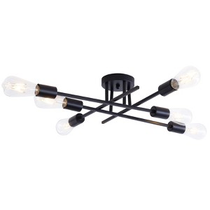 Dewdrop Modern Industrial Semi Flush Ceiling Light 6 Light Sturdy Metal Wide Even Illumination ETL for Living Room Bedroom Dining Room Hallway - 1 of 4