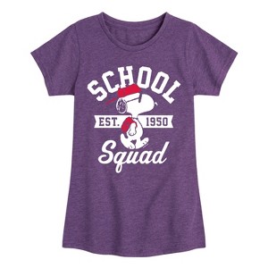 Girls' - Peanuts - Snoopy School Squad Fitted Short Sleeve Graphic T-Shirt - 1 of 4
