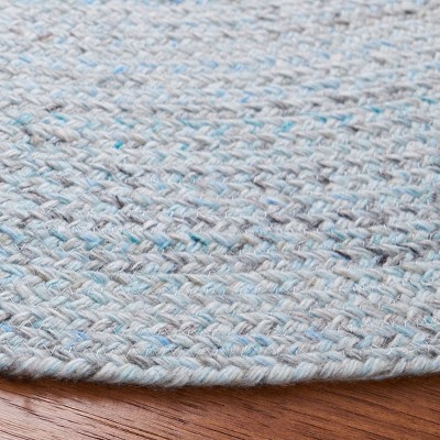 6' Round Blue and Gray Braided Synthetic Area Rug
