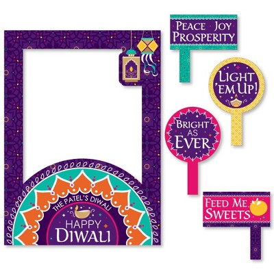 Big Dot of Happiness Happy Diwali - Festival of Lights Party Selfie Photo Booth Picture Frame and Props - Printed on Sturdy Material