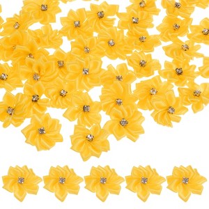 Unique Bargains Artificial Satin Durable Flexible Decorative Mini Ribbon Flowers with Rhinestones 1.2 Inch 200 Pcs - 1 of 4
