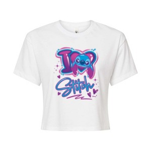 Women's - Lilo and Stitch - I Love Stitch Cropped Graphic T-Shirt - 1 of 4