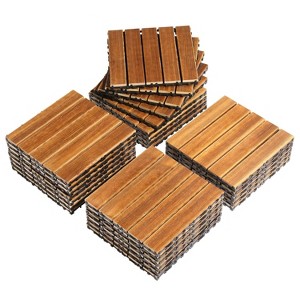 VINGLI Interlocking Deck Tiles, Anti-Slip Wood Tiles for All Weather, Outdoor Flooring for Patio, Poolside, 27 Pcs 11.8” x 11.8” - 1 of 4