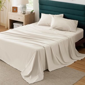 100% Cotton Percale Sheets,Sheet Set with Deep Pocket Up to 16 Inches, Breathable & Crirsp Soft, Bedsheet & Pillowcase Sets, 4 Pieces - 1 of 4