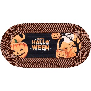 Braided Halloween Poster BRP214 Machine Washable Hand Woven Indoor Accent Rug - Rust/Black - 1'8"x4' Oval - Safavieh - 1 of 3