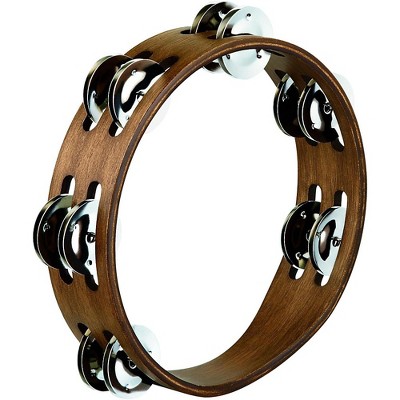 Meinl MEINL Compact Wood Tambourine with Double Row Stainless Steel Jingles 8 in. Walnut Brown