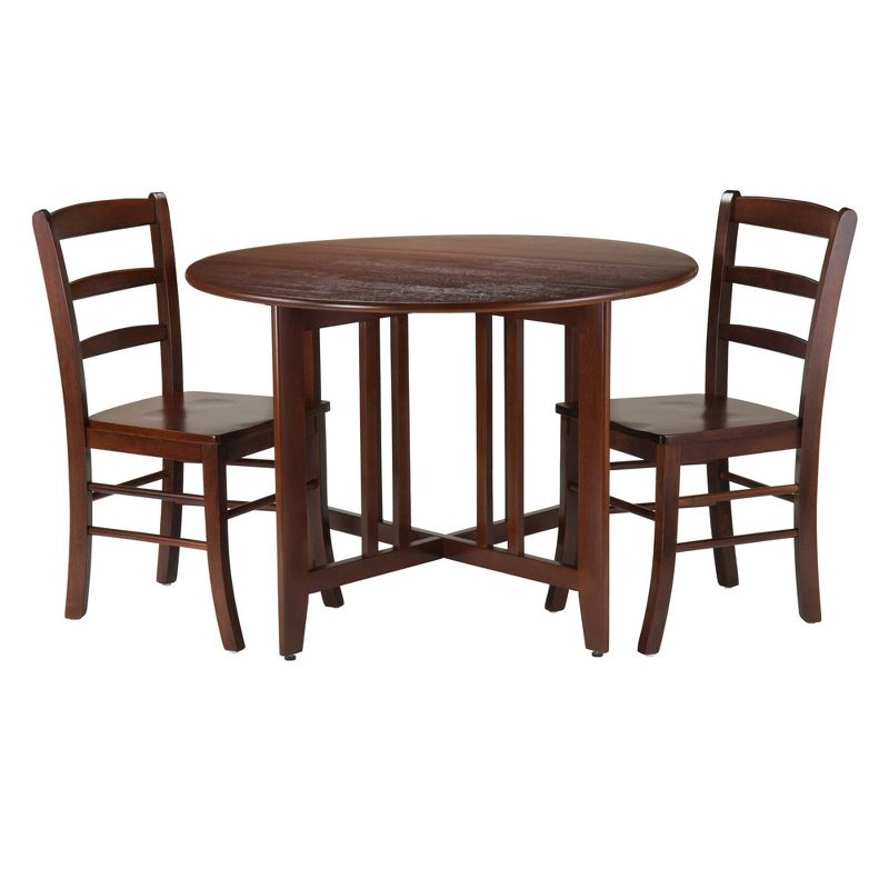 3pc Alamo Round Drop Leaf Dining Set with 2 Ladder Back Chairs Wood/Red - Winsome, 1 of 7