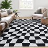 Washable Modern Geometric Checkerboard Rugs Non Slip Indoor Abstract Soft Carpet for Living Room Bedroom Low Pile Area Rugs Room Decor - 3 of 4