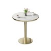 Round Modern Dinning Table 31.5 inches Bistro Table Tulip Table with Faux Marble top,Easy Assemble,Sturdy Metal Frame Diameter With 2 Dining Chairs - 3 of 4