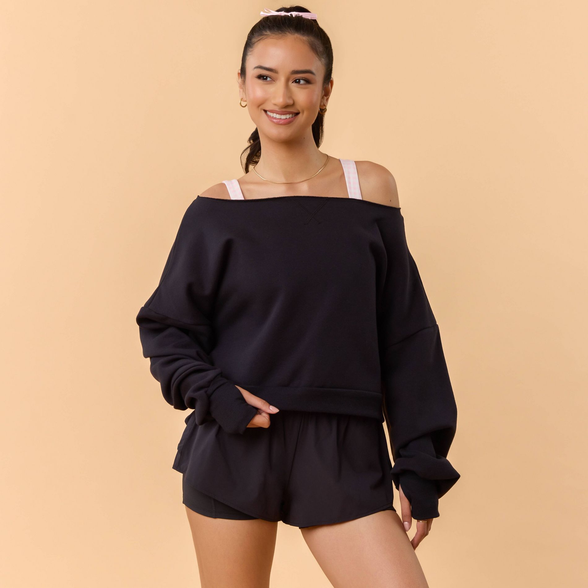 Blogilates Women's Dance Studio Off the Shoulder Sweatshirt