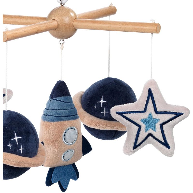 Lambs & Ivy Sky Rocket Planets/Stars Musical Baby Crib Mobile Soother Toy- Blue, 3 of 8