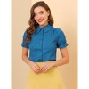 INSPIRE CHIC Women's Short Sleeve Button Down Peter Pan Collar Blouse - 3 of 4