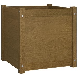 vidaXL Garden Planter - Solid Wood Pine, Honey Brown Finish, Square Shape, 19.7"x19.7"x19.7" - Outdoor Weather-Resistant Flower Box - 1 of 4